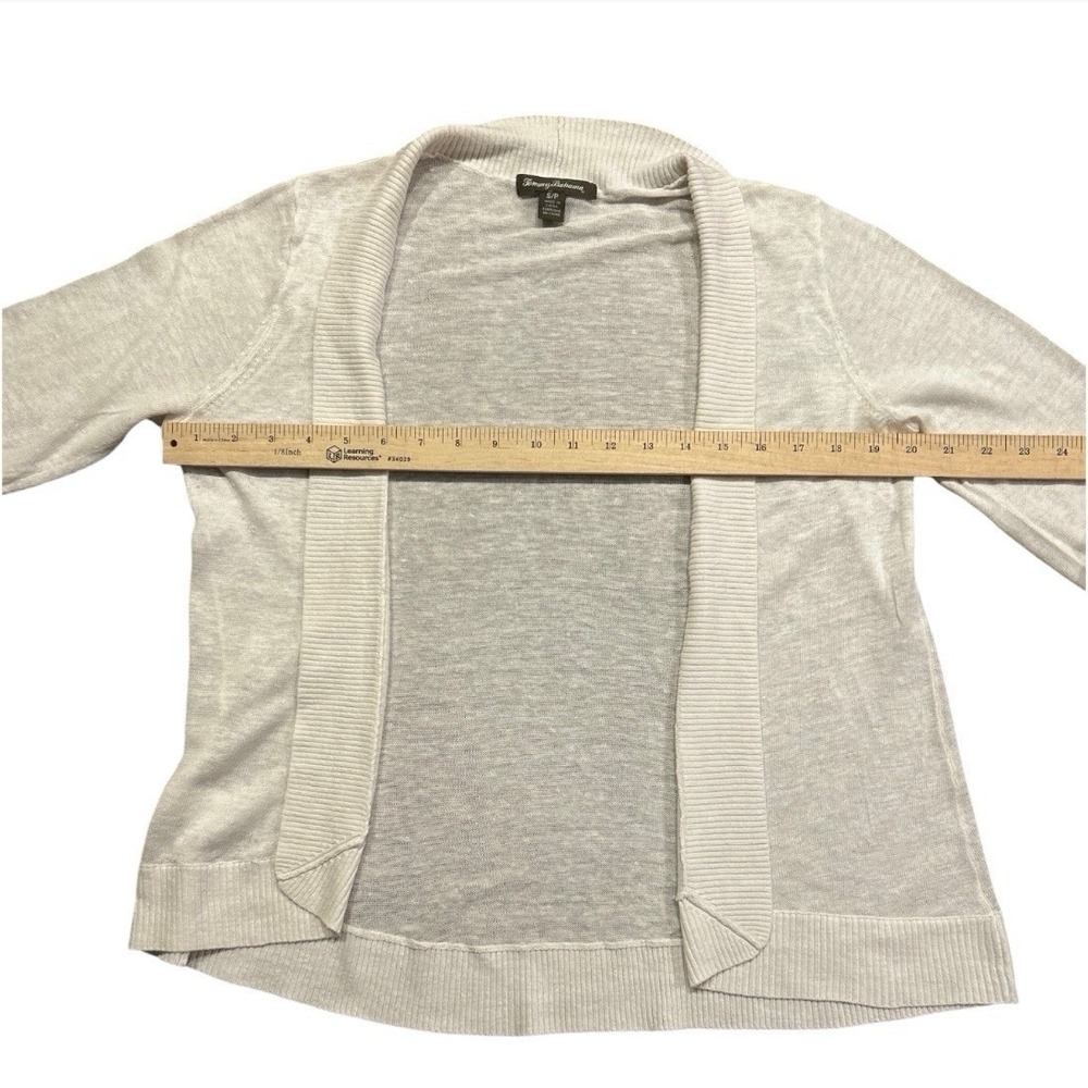 Tommy Bahama Size Small Ivory/ Off White Lea Open 100% Linen Cardigan Open Front - Picture 6 of 8